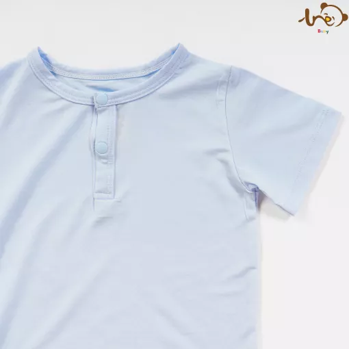 Bộ Ngắn Tay TRE Sợi Tre Nửa Hàng Cúc Cho Bé Trai Bé Gái - Xanh