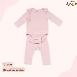 Bodysuit Dài Tay TRE Bèo Vai Đính Gấu cho Bé Gái
