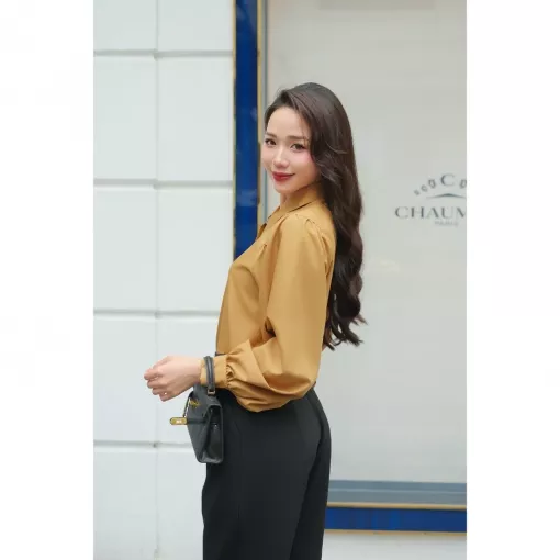 Áo Sơ Mi Công Sở Nữ Tay Dài Cổ Đức Chất Tuytsi