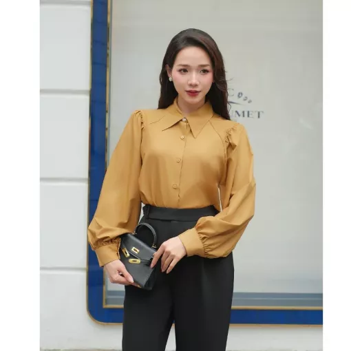 Áo Sơ Mi Công Sở Nữ Tay Dài Cổ Đức Chất Tuytsi