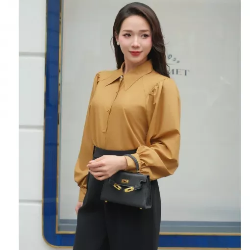 Áo Sơ Mi Công Sở Nữ Tay Dài Cổ Đức Chất Tuytsi