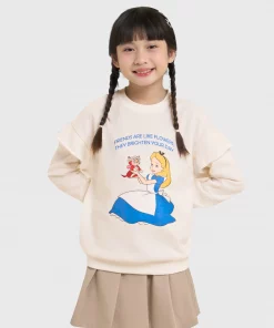 Alternative view of Áo nỉ bé gái phối bèo hình in Alice CANIFA