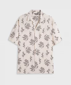 Áo sơ mi nam viscose dáng rộng hoạ tiết CANIFA