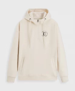 Áo nỉ có mũ nam cào bông có khóa cổ CANIFA