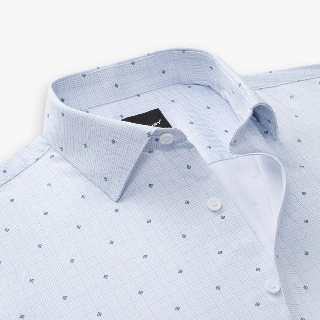 Áo Sơ Mi Dài Tay Xanh Nhạt Thiết Kế Hoạ Tiết Cao Cấp BILUXURY