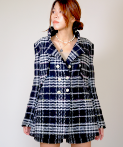 Alternative view of Áo dạ tweed đen kẻ ô CHEO Fashion