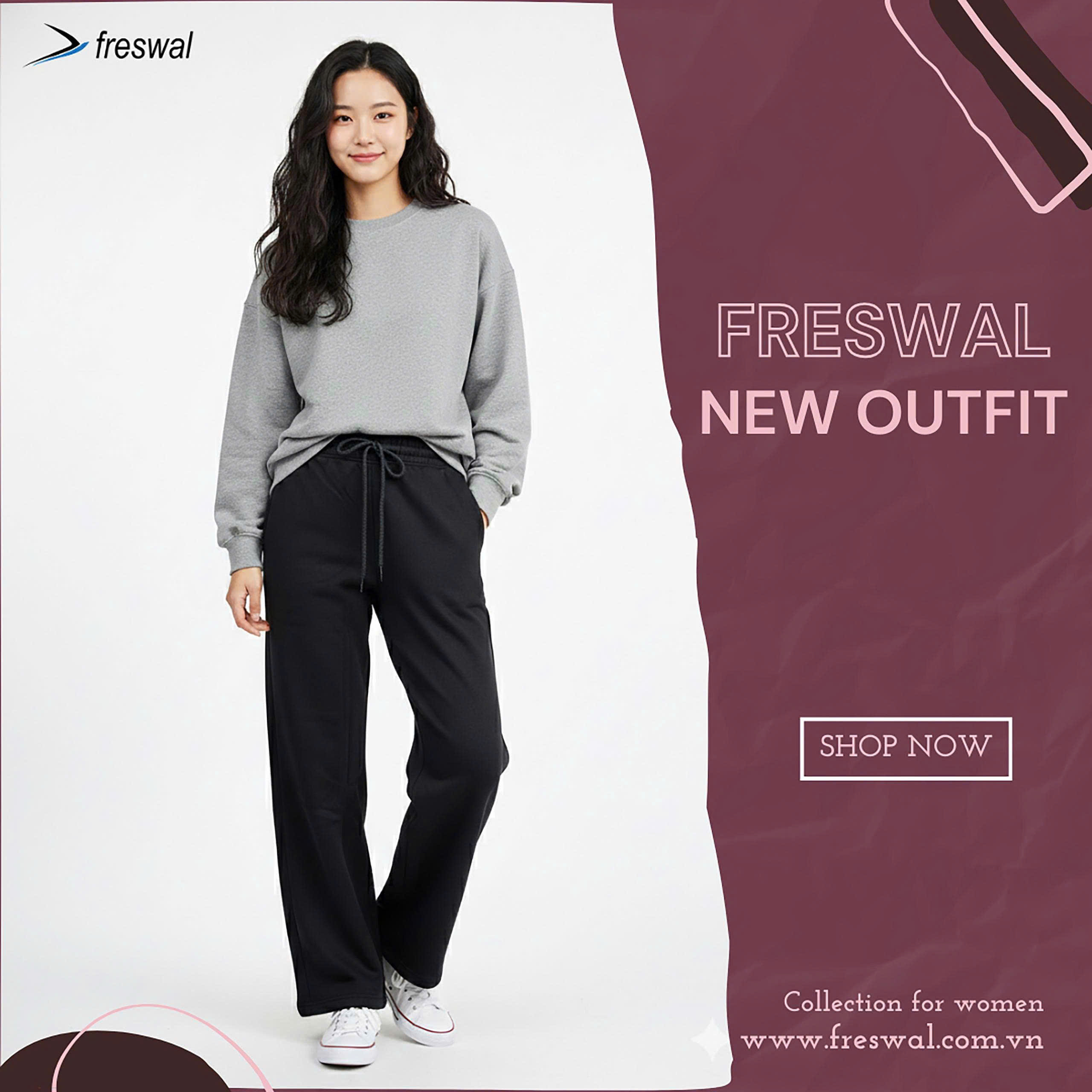 Quần dài nữ basic Freswal