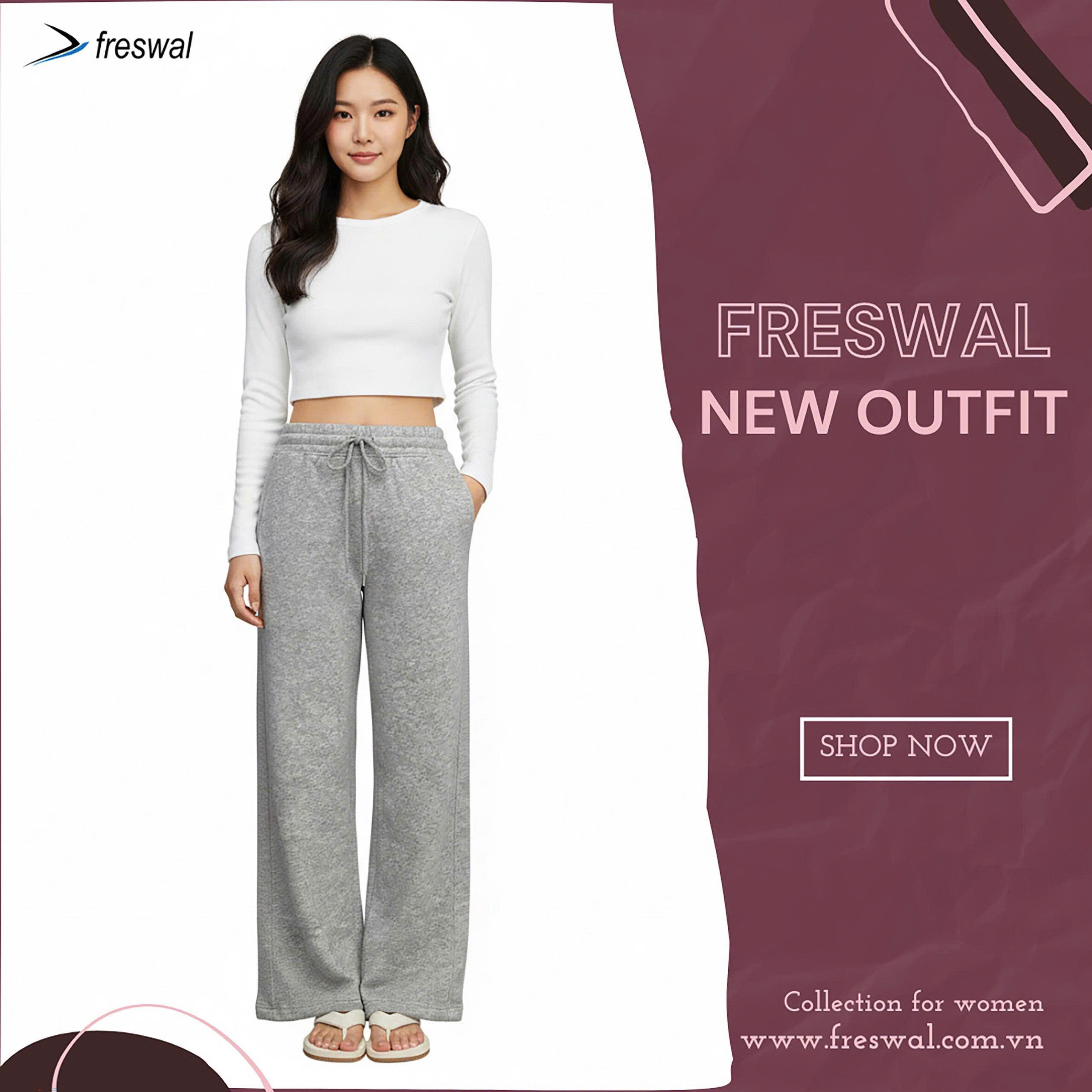 Quần dài nữ basic Freswal