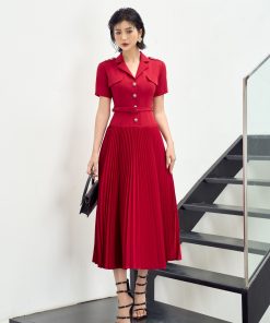 Đầm liền nữ xếp li SPearl