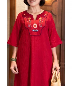 Alternative view of M COLLECTION  Váy Đầm Midi Suông Nữ Trung Niên