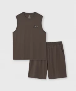 Bộ mặc nhà nam Cotton USA có hình in CANIFA (nâu)